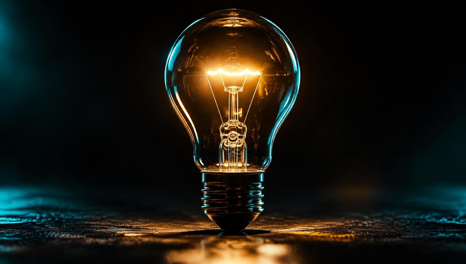 Leuchtende Glühlampe als Sinnbild für eine frische Idee